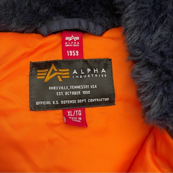 ALPHA INDUSTRIES N -3B replica blue army XL HOODED PARKA winter‎ coat - Picture 13 of 16